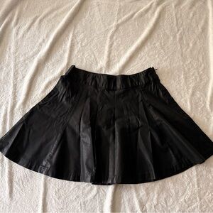 Decree Faux Leather Black Mini Skater Skirt M